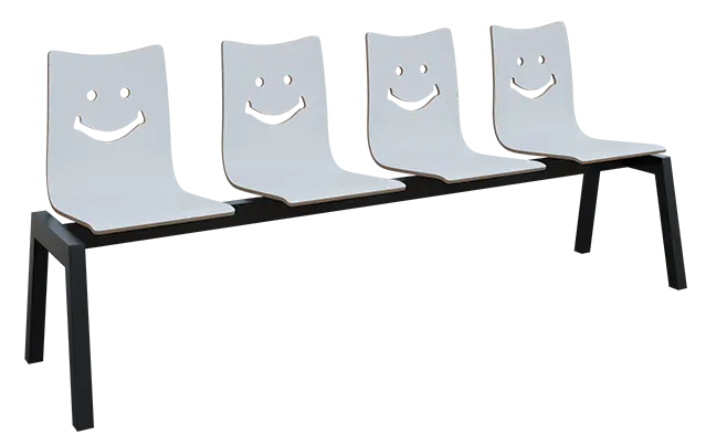 SMILE 4, dřevěná lavice do čekárny, 4-sedák, bílá, kostra černá